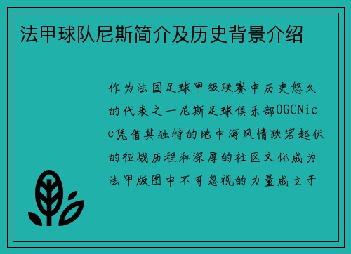 法甲球队尼斯简介及历史背景介绍