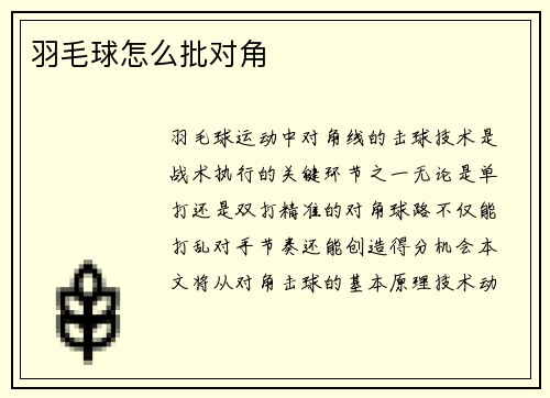 羽毛球怎么批对角